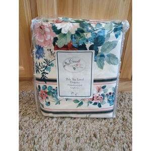 NOS Vintage Croscill Country Manor Pole Top Lined Drapery W/ Tiebacks 84"X84"